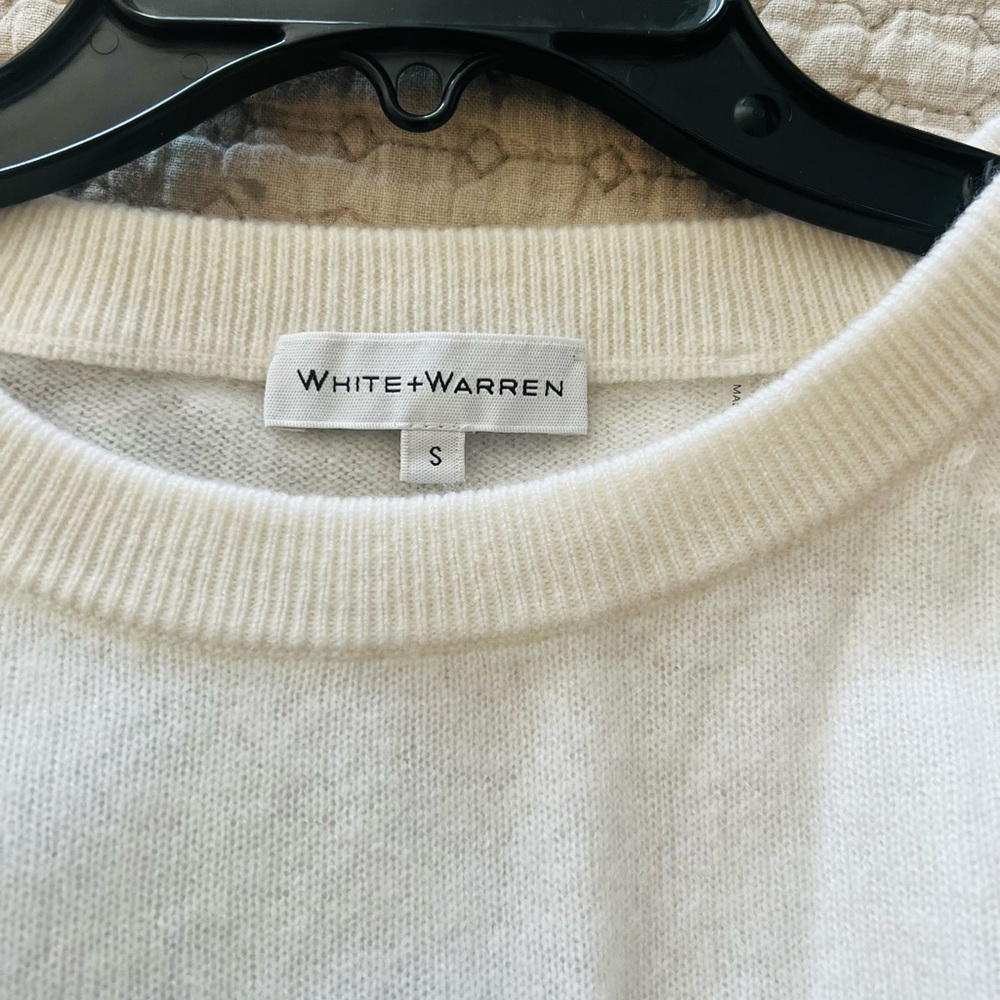 White and Warren Cashmere CrewNeck Sweatshirt in Soft White